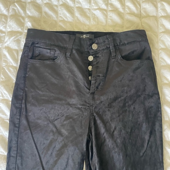 7 For All Mankind High Rise Black Velvet Pants - Picture 3 of 12